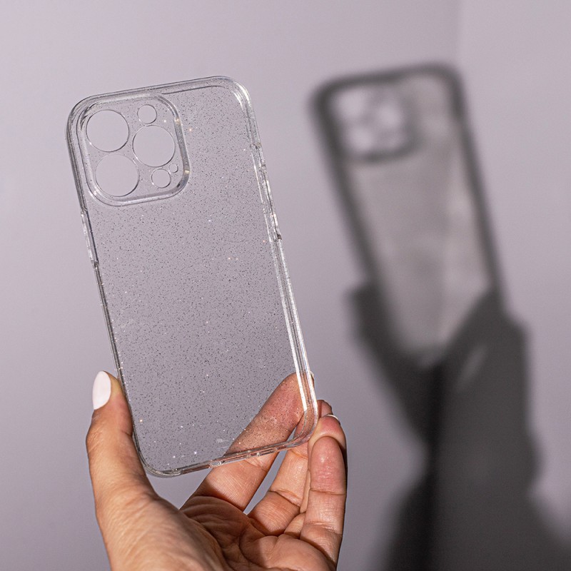 Силиконов кейс Shine 2 mm брокатен, За iPhone 13 (6.1), Прозрачен