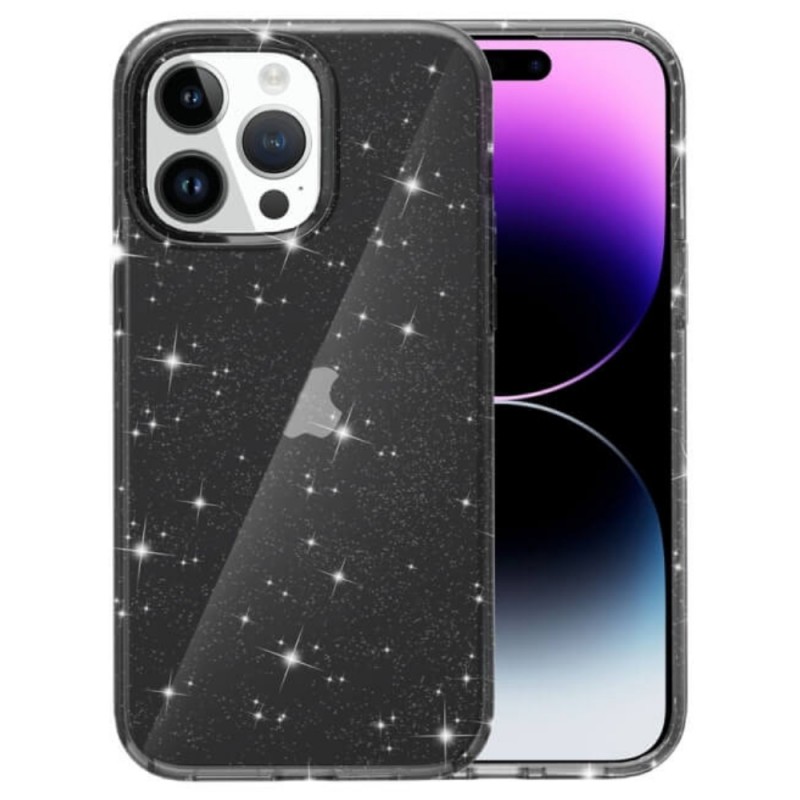 Силиконов кейс Shine 2 mm брокатен, За iPhone 16 Pro (6.3), Черен