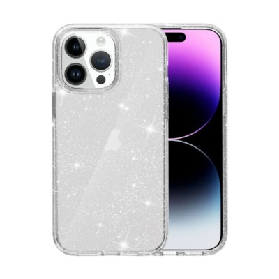 Силиконов кейс Shine 2 mm брокатен, За iPhone 16 Pro (6.3), Прозрачен