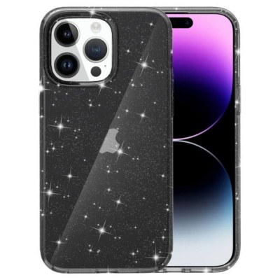 Силиконов кейс Shine 2 mm брокатен, За iPhone 16 Pro Max (6.9), Черен