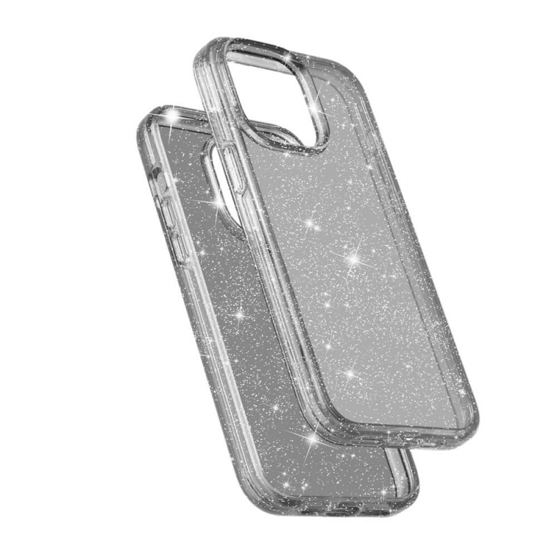 Силиконов кейс Shine 2 mm брокатен, За iPhone 16 Pro Max (6.9), Черен