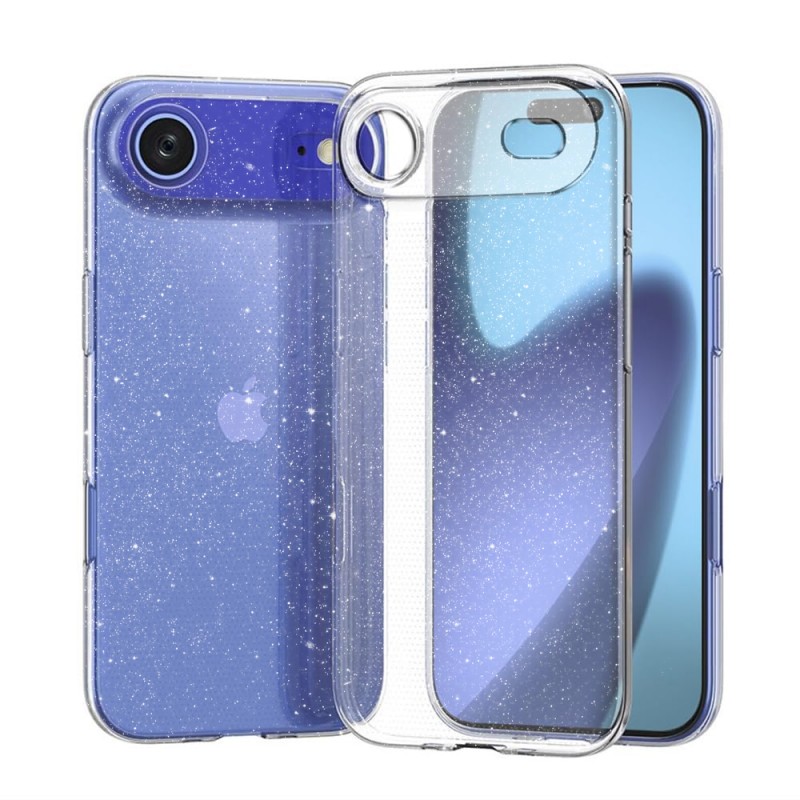 Силиконов кейс Shine 2 mm брокатен, За iPhone 17 Air (6.9), Прозрачен