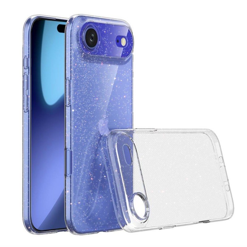Силиконов кейс Shine 2 mm брокатен, За iPhone 17 Air (6.9), Прозрачен