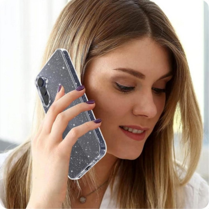 Силиконов кейс Shine 2 mm брокатен, За Samsung Galaxy S25 Ultra, Прозрачен