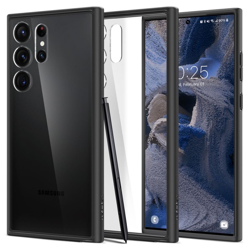 Силиконов кейс Spigen Ultra Hybrid, За Samsung Galaxy S23 Ultra (S918B), Черен