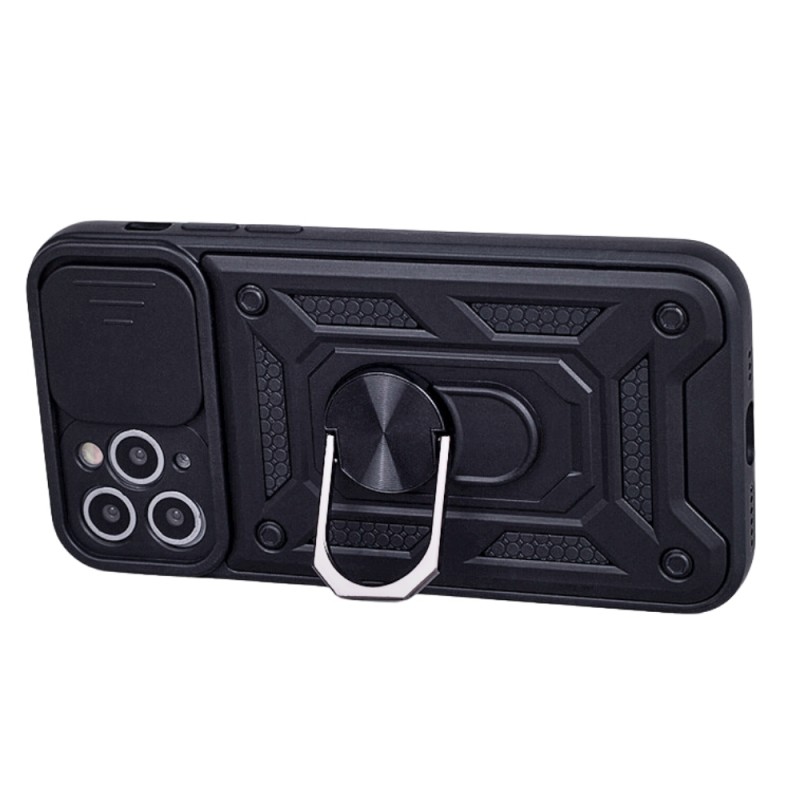 Силиконов твърд кейс bSmart Defender Slide, За iPhone 13 Pro (6.1), Черен
