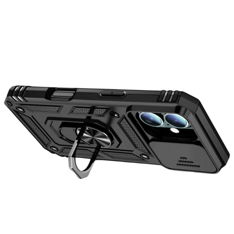 Силиконов твърд кейс bSmart Defender Slide, За iPhone 17 (6.3), Черен