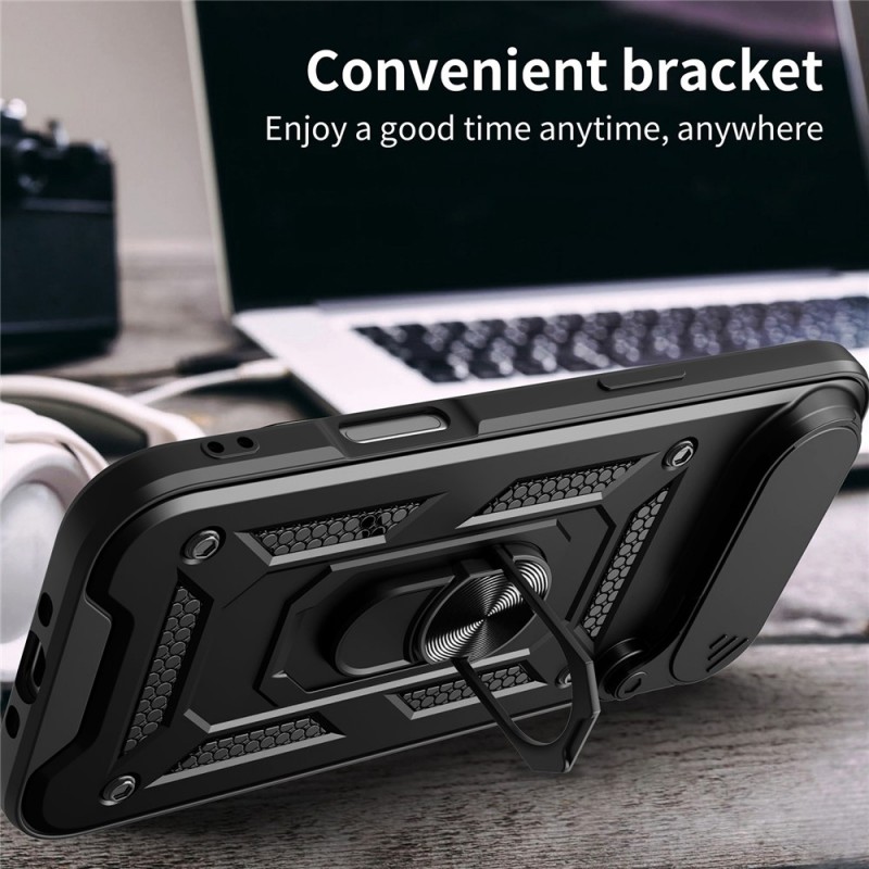 Силиконов твърд кейс bSmart Defender Slide, За iPhone 17 Air (6.9), Черен