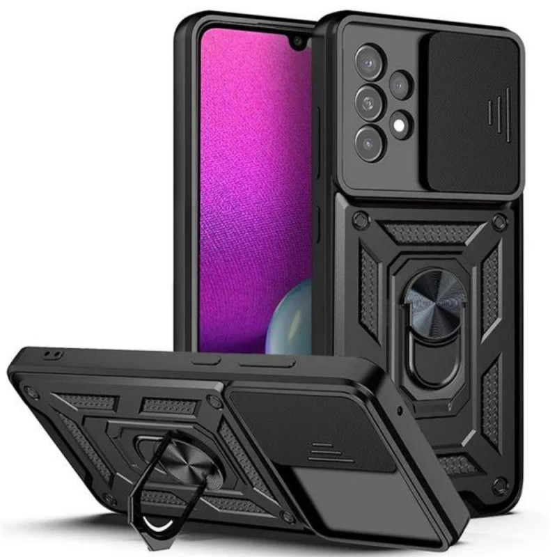 Силиконов твърд кейс bSmart Defender Slide, За Samsung Galaxy A53 5G (A536B), Черен