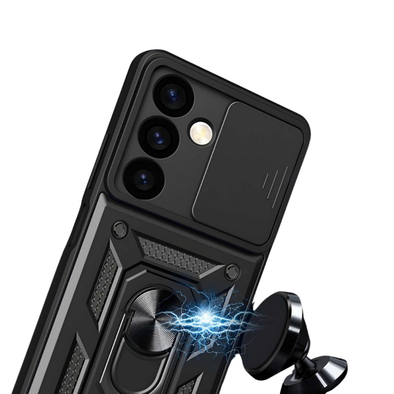 Силиконов твърд кейс bSmart Defender Slide, За Samsung Galaxy S23 Plus (S916B), Черен