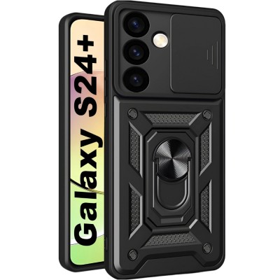 Силиконов твърд кейс bSmart Defender Slide, За Samsung Galaxy S24 Plus (S926B), Черен