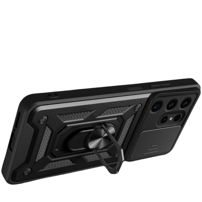 Силиконов твърд кейс bSmart Defender Slide, За Samsung Galaxy S25 Ultra, Черен