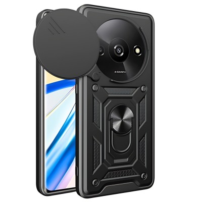 Силиконов твърд кейс bSmart Defender Slide, За Xiaomi Redmi A3, Черен