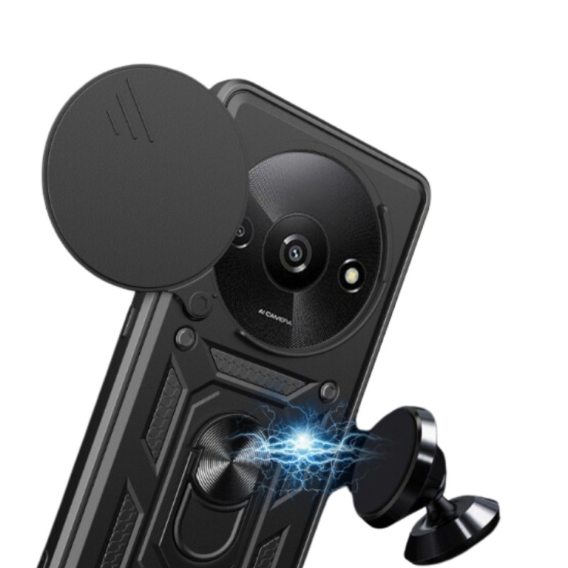 Силиконов твърд кейс bSmart Defender Slide, За Xiaomi Redmi A3, Черен