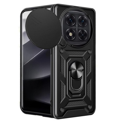 Силиконов твърд кейс bSmart Defender Slide, За Xiaomi Redmi Note 14 Pro+, Черен