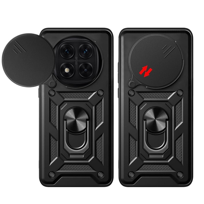 Силиконов твърд кейс bSmart Defender Slide, За Xiaomi Redmi Note 14 Pro+, Черен