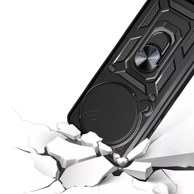 Силиконов твърд кейс bSmart Defender Slide, За Xiaomi Redmi Note 14 Pro+, Черен