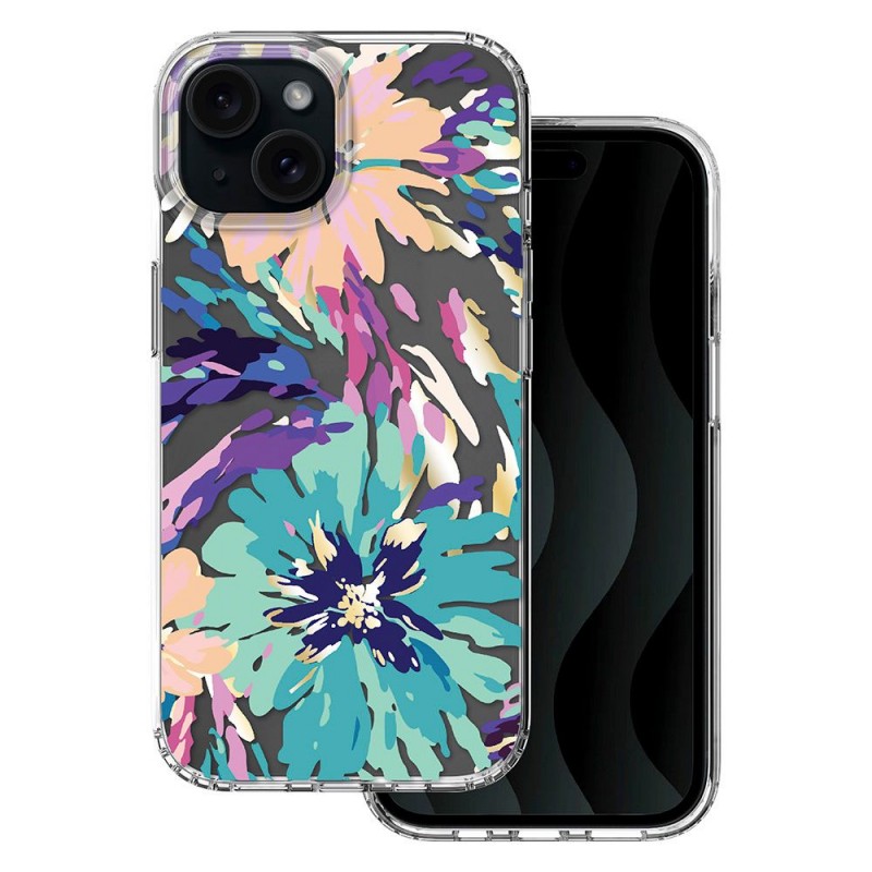 Силиконов твърд кейс bSmart IMD print splash, За iPhone 15 (6.1), Многоцветен
