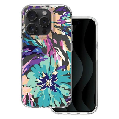 Силиконов твърд кейс bSmart IMD print splash, За iPhone 15 Pro (6.1), Многоцветен