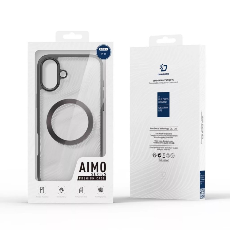 Силиконов твърд кейс Dux Ducis AIMO Magsafe, За iPhone 16 (6.1), Черен
