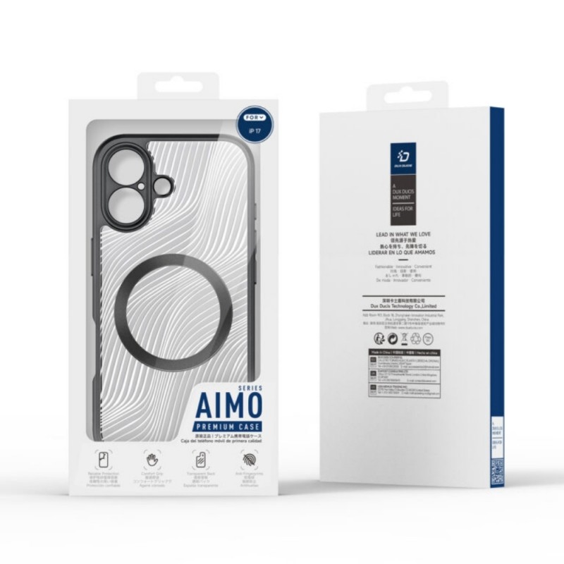 Силиконов твърд кейс Dux Ducis AIMO с Magsafe, За iPhone 17 (6.3), Черен