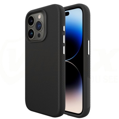 Силиконов твърд кейс Vmax Triangle, За iPhone 15 (6.1), Черен