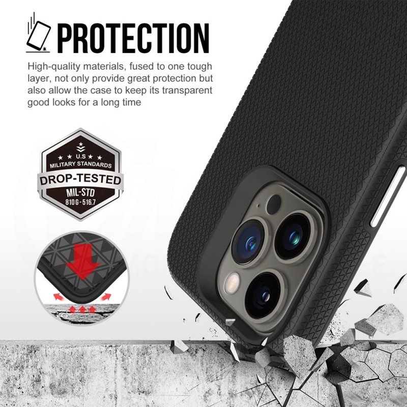 Силиконов твърд кейс Vmax Triangle, За iPhone 15 Pro (6.1), Черен