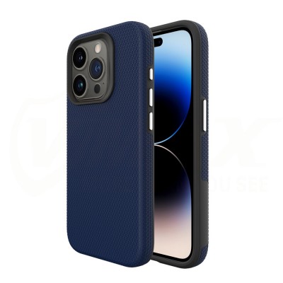 Силиконов твърд кейс Vmax Triangle, За iPhone 15 Pro Max (6.7), Тъмносин