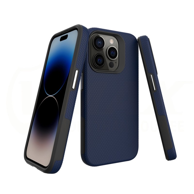 Силиконов твърд кейс Vmax Triangle, За iPhone 15 Pro Max (6.7), Тъмносин