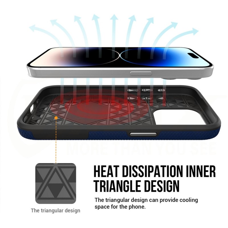 Силиконов твърд кейс Vmax Triangle, За iPhone 15 Pro Max (6.7), Тъмносин