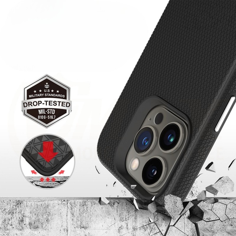 Силиконов твърд кейс Vmax Triangle, За iPhone 16 Pro (6.3), Черен