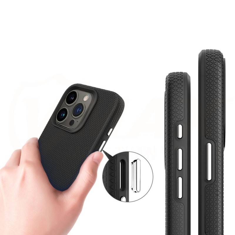 Силиконов твърд кейс Vmax Triangle, За iPhone 16 Pro Max (6.9), Черен