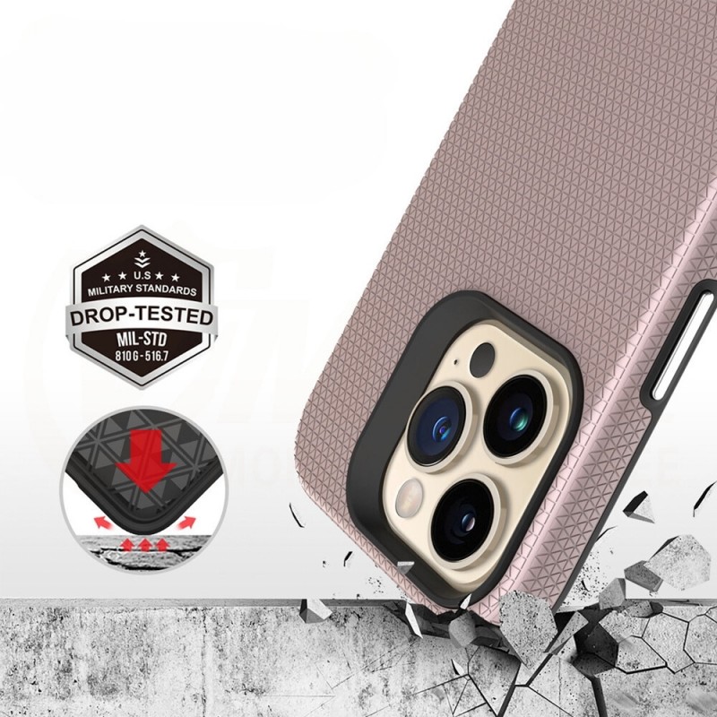 Силиконов твърд кейс Vmax Triangle, За iPhone 16 Pro Max (6.9), Розов