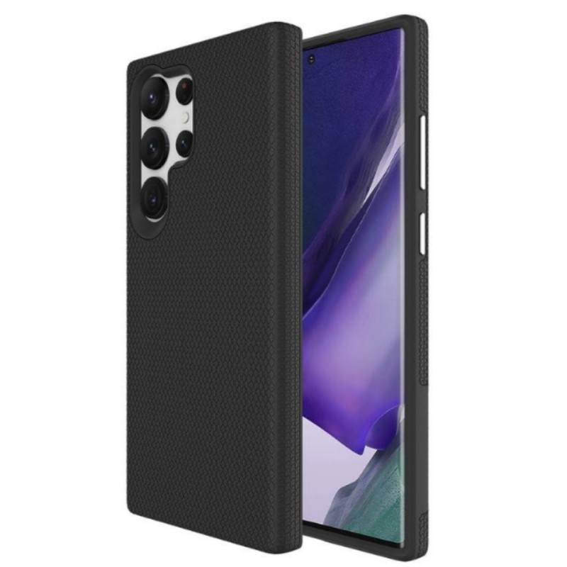 Силиконов твърд кейс Vmax Triangle, За Samsung Galaxy S23 Ultra (S918B), Черен