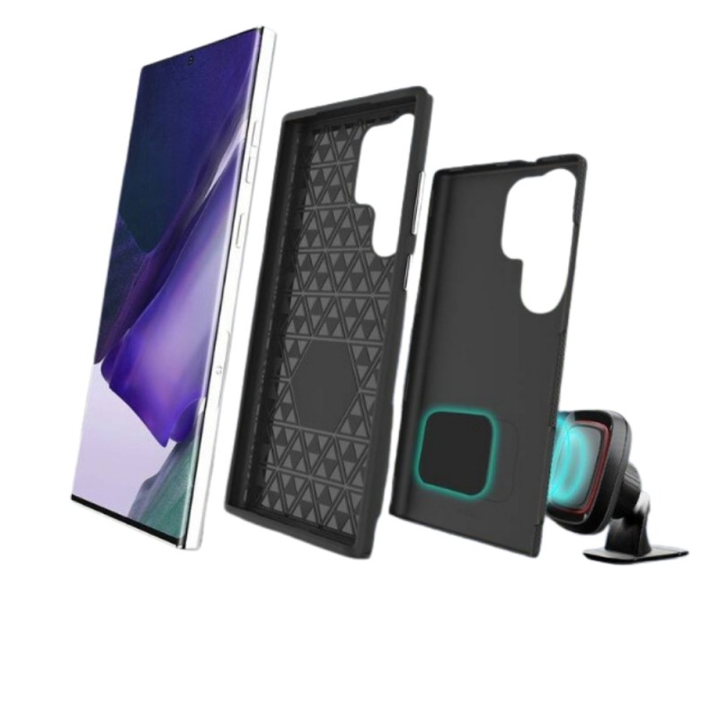 Силиконов твърд кейс Vmax Triangle, За Samsung Galaxy S23 Ultra (S918B), Черен