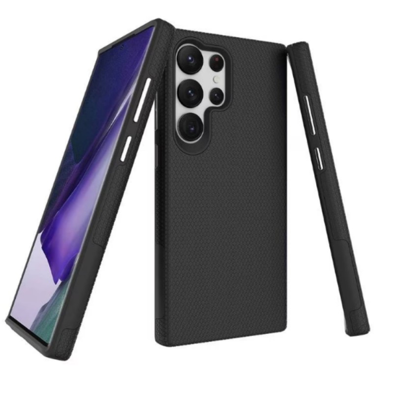 Силиконов твърд кейс Vmax Triangle, За Samsung Galaxy S23 Ultra (S918B), Черен