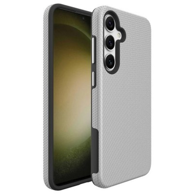 Силиконов твърд кейс Vmax Triangle, За Samsung Galaxy S24 (S921B), Сребрист