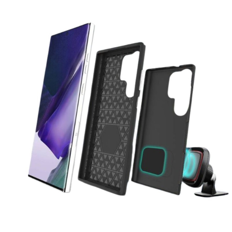 Силиконов твърд кейс Vmax Triangle, За Samsung Galaxy S24 Ultra (S928B), Черен