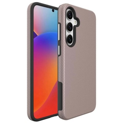 Силиконов твърд кейс Vmax Triangle, За Samsung Galaxy S25, Розово-златен