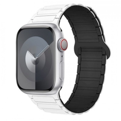 Силиконова каишка bSmart Ocean с магнитно закопчаване, за часовник Apple iWatch 42/44/45/46/49mm, Бяла