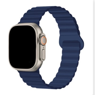 Силиконова каишка bSmart Ocean с магнитно закопчаване, за часовник Apple iWatch 42/44/45/46/49mm, Тъмносиня