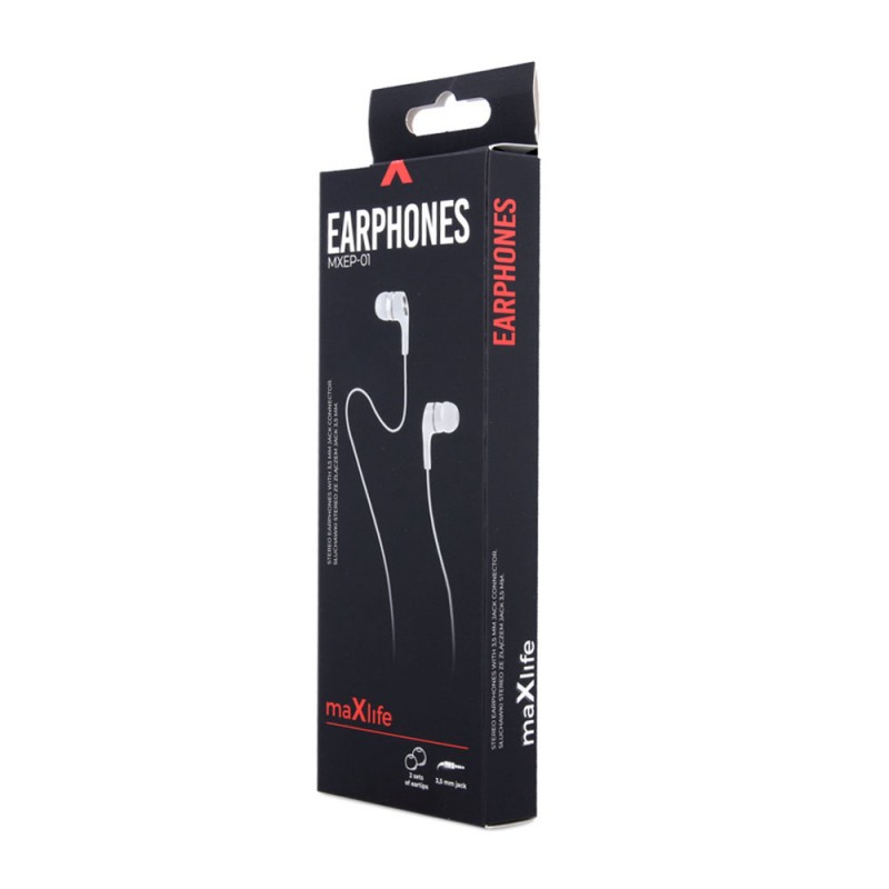 Слушалки 3.5 mm Maxlife MXEP-01, Бели