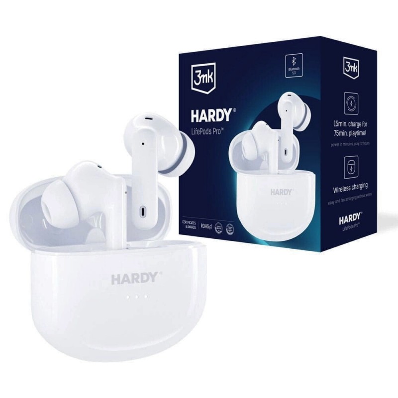 Слушалки Bluetooth безжични 3mk HARDY LifePods Pro, Бели