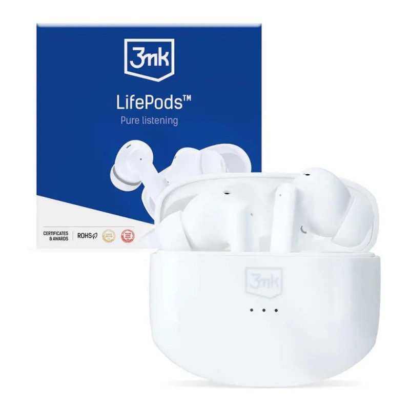 Слушалки Bluetooth безжични 3mk LifePods, Бели