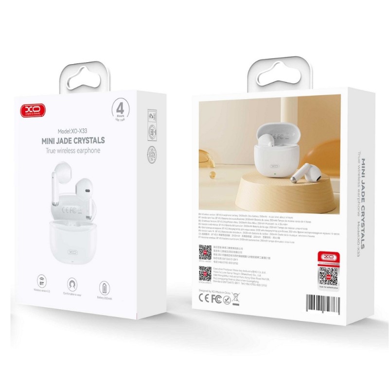 Слушалки Bluetooth безжични XO X33 TWS, Бели