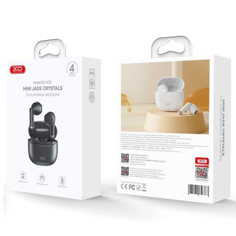 Слушалки Bluetooth безжични XO X33 TWS, Черни