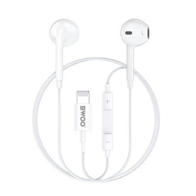 Слушалки BWOO HF179 с Lightning и контрол на звука, бели