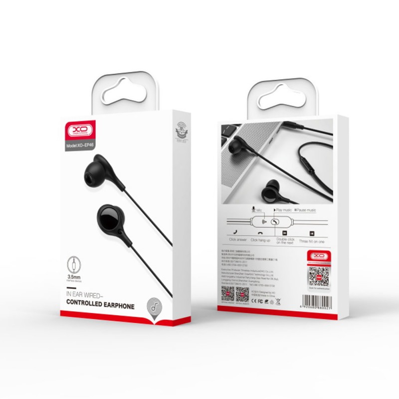 Слушалки HF 3.5 mm XO EP46, Черни