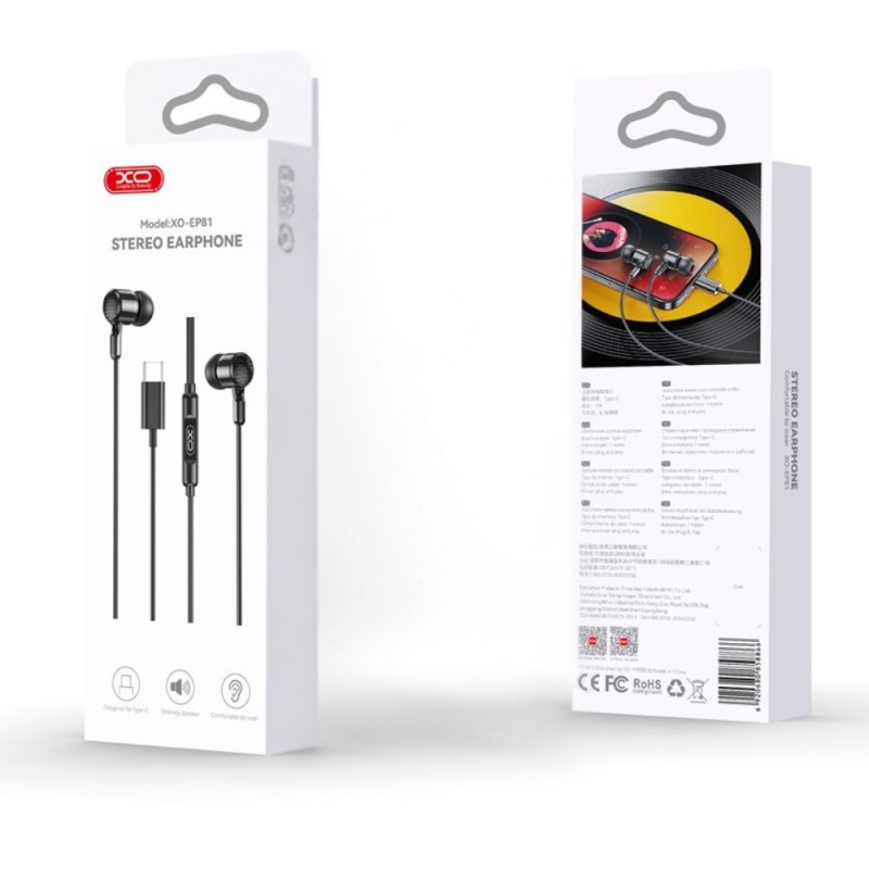 Слушалки HF XO EP81 USB-C, Черни