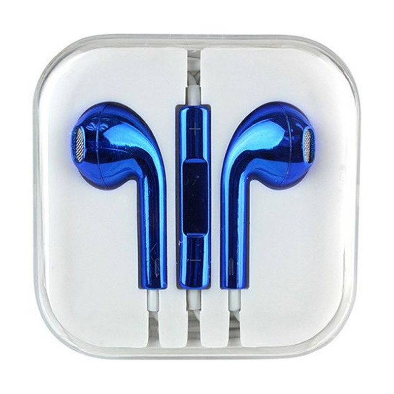 Слушалки HF за iPhone 3.5 mm в кутия, Сини